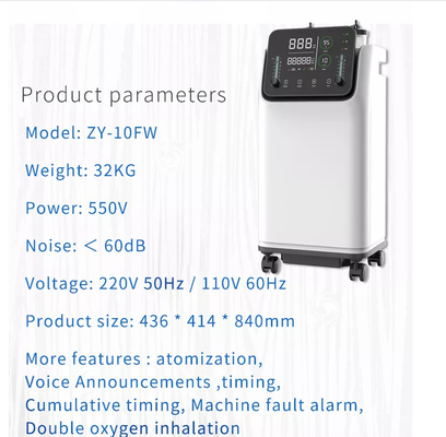 W pełni inteligentny przenośny generator nebulizatora tlenu 10 litrów